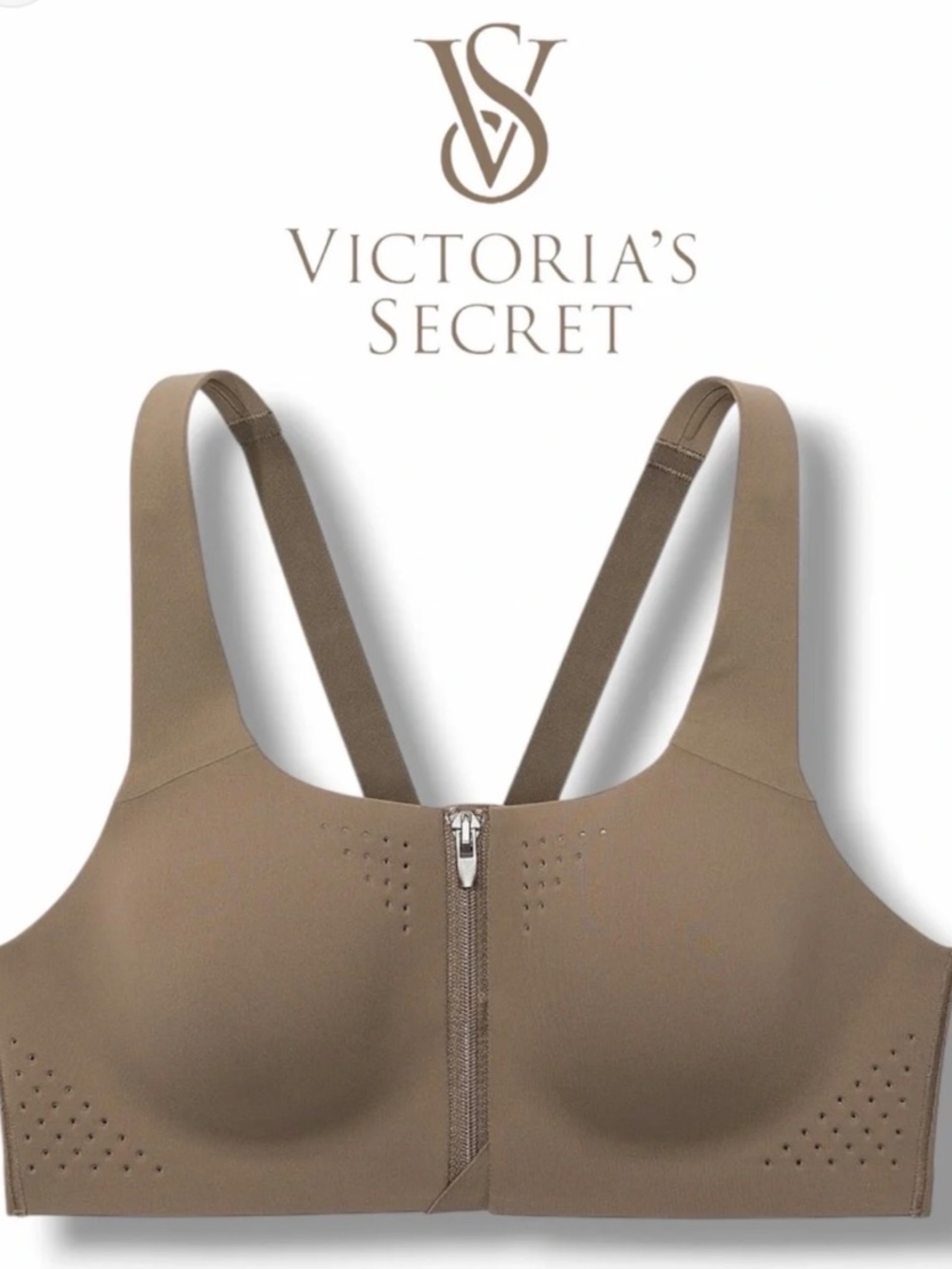 Victoria’s Secret VSX Knockout Front-Close Sports Bra | 34DD | Terra Olive | NWT